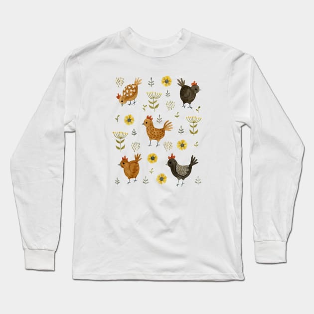 Chicken Floral Long Sleeve T-Shirt by annyamarttinen